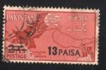 Pakistan 1961 Oblitr rond Used Stamp Carte montrant les zones de conflit