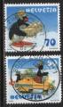 Suisse 1999; Y&T n 1635 & 36; 70 & 90c, pingouins en facteur