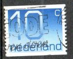 Pays-Bas Yvert N1042a oblitr 1976 nombre 10c bleu ND horizontal