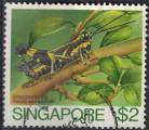 Singapour 1985 Oblitr Used Insecte Traulia azureipennis Grasshopper Sauterelle