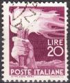 Italie - 1945/48 - Yt n 499 - Ob - Srie courante ; flambeau 20 lires lilas bru