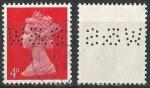 G-B 1967; Y&T n  476; 4p,  rouge, Elisabeth II, perfor W3xS
