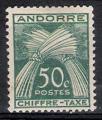 Andorre Fr. 1943; Y&T n T 23; 50c gerbe, vert