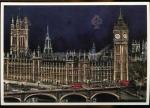 CPM neuve Illustrateur LEGENDRE London Londres Houses of Parliament and Big Ben by Night, le Parlement et Big Ben 1979