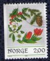 NORVEGE 1985 Oblitration ronde Used Stamp Fleurs dcorations de Nol