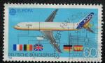 Allemagne 1988 Oblitr Avion Airbus A320 et drapeaux des pays du Consortium SU