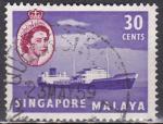 SINGAPOUR N° 38 de 1955 oblitéré