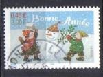 FRANCE 2001 -  YT  3437 - Ob - Bonne anne - enfants - bonhomme de neige