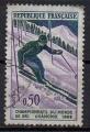 1327 - Championnat du monde de ski  Chamonix : slalom - oblitr - anne 1962