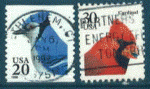 Etats-Unis 1996 - oblitr - oiseaux (geai bleu et cardinal)
