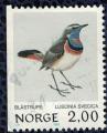 Norvge 1982 Oblitr Used Oiseau Bird Luscinia svecica Gorgebleue  miroir