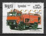 CAMBODGE - KAMPUCHEA - 1987 - Yt n 765 - Ob - Vhicule incendie ; pompier