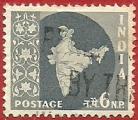 India 1957-58.- Mapa. Y&T 75. Scott 279. Michel 263.