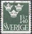 SUEDE - 1948/52 - Yt n 339 - Ob - Srie courante triple couronne 1,40 Kr vert f