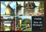  CPM neuve 75 PARIS le Bois de Boulogne Multi vues Moulin Lac Roseraie Train