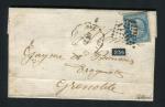 Rare lettre de La Côte St André pour Grenoble ( 1870 ) avec un n° 44A 