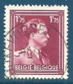 Belgique N832 Leopold III 1F75 brun-carmin oblitr