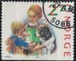 Norvge 1987 Oblitr Prparation de Nol Enfants et leur chien Y&T NO 941 SU