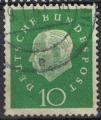 Allemagne 1959 Oblitr Used Prsident Theodor Heuss 10 Pfennig vert meraude SU