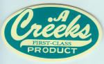 CREEKS 1st CLASS PRODUCT VERT autocollant publicitaire ancien et rare VETEMENTS