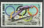 Djibouti 1987; Y&T n 637; 135F saut  skis, jeux olympiques de Calgary
