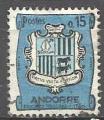 Andorre Fr. 1961; Y&T n 156; 0,15F bleu & noir, armoiries