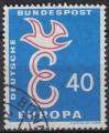 Allemagne 1958 Oblitr Used Europa Colombe de la Paix cobalt lumineux rouge SU