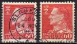 Danemark/Denmark 1967 -Roi/King Frederik IX, 60 , 1 ordinaire & 1 fluo- YT 465