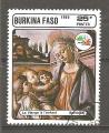 BURKINA - FASO - 1985 . Y&T n 685 oblitr. La Vierge  l' Enfant de Botticelli