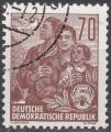 Allemagne - RDA - 1955 - Yt n 193A - Ob - Plan quinquennal 70p brun