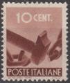 Italie - 1945/48 - Yt n 481 - N* - Bris de chane 10c brun rouge