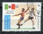 Timbre LAOS Rpublique 1985  Obl   N 622  Y&T Coupe Monde Football Mexico 86