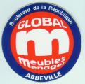 GLOBAL M autocollant publicitaire ancien et rare MEUBLES ABBEVILLE