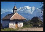 CPM 74 Les Alpes Franaises Chapelle en montagne au fond le Mont Blanc