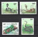 Animaux Serpents Laos 1992 (123) srie complte Yv 1058  1061 oblitr