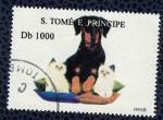 S. Tom et Principe 1995 Oblitr Dog Chien Teckel avec deux chatons SU
