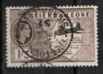 Sierra Leone 1955; Y&T n 189; 1/3, avion survolant la carte gographique