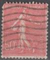 1924-1932 199 oblitr 50c Semeuse ligne (coin cass)