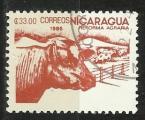 Nicaragua 1986; Y&T n 1415; 33C$, rforme agraire, faune, lvage bovins