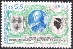 FRANCE - 1968 - Yt n 1572 - Ob - 200 ans rattachement de la Corse