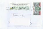 Lettre avec LISA (ATM) DD **1,08 EUR sur papier Carré d'Imprimerie de La Poste