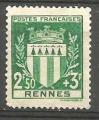 France 1941; Y&T n 534; 2f50 + 3f Rennes, au profit du secours national
