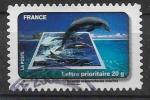 2010 FRANCE Adhesif 403 oblitr, cachet rond, eau, dauphin