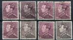 8 timbres Poortman Roi Leopold III 10Fr - nuances de couleurs 