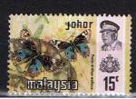 Malaysia - Johore / 1971 / Sultan et papillons / YT n 155, oblitr