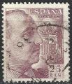 Espagne - 1949/50 - Yt n 789 - Ob - Gnral Franco 0,25c brun violet