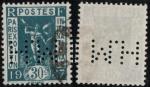 France perfo 1936; Y&T n 323; 30c bleu-vert, Expo Int. Paris, perfor M.H