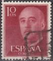Espagne - 1955/58 - Yt n 854 - Ob - Gnral Franco 0,10c brun carmin