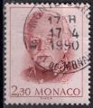 Monaco 1990; Y&T n 1706; 2,30F rouge-brun sur ros, effigie du Prince Rainier