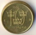 Sude 1991 - Pice/Coin 10 Kr, Carl XVI Gustaf - circule mais propre